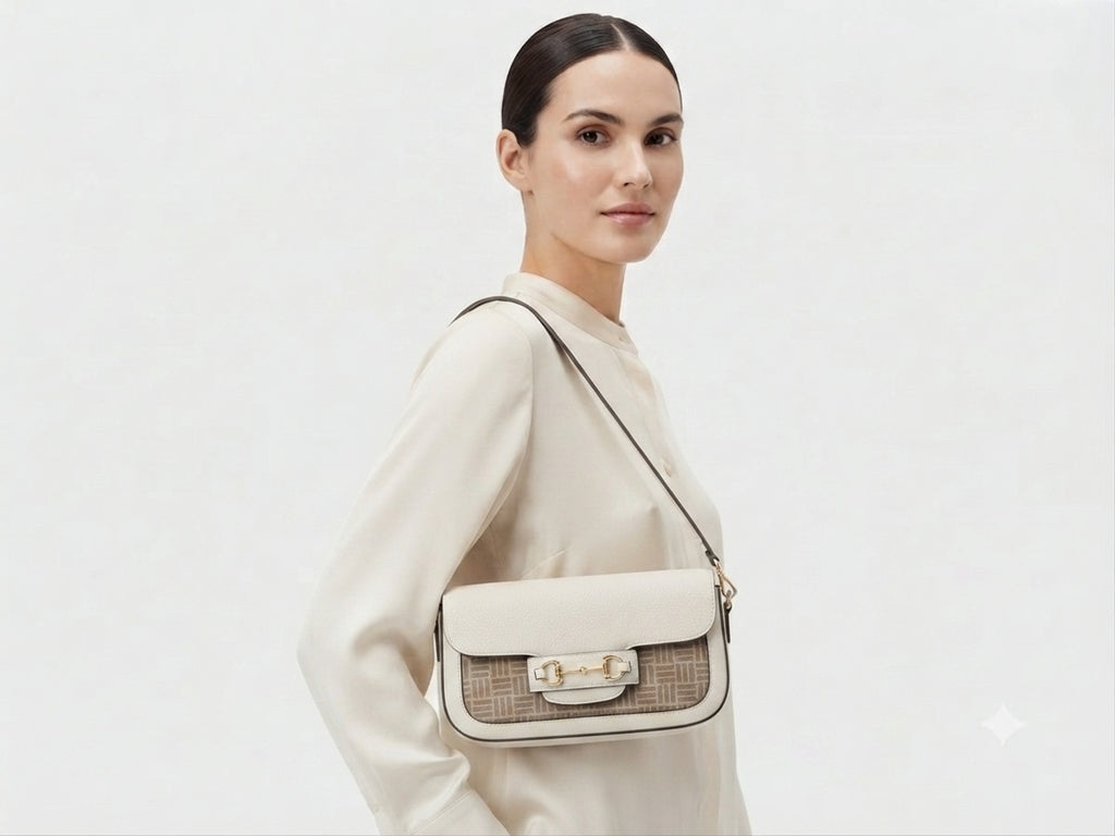 Bolsa de Hombro Anne Klein Blanca con Monograma