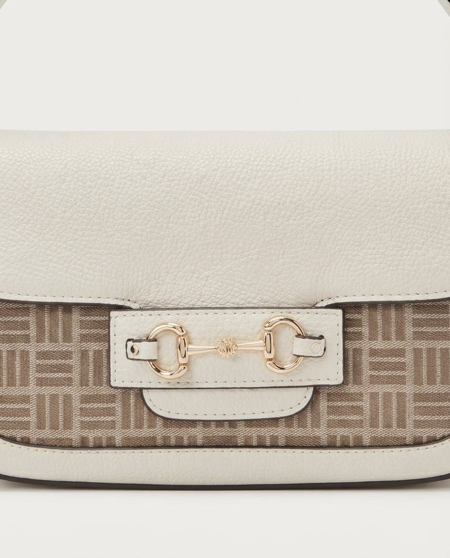Bolsa de Hombro Anne Klein Blanca con Monograma