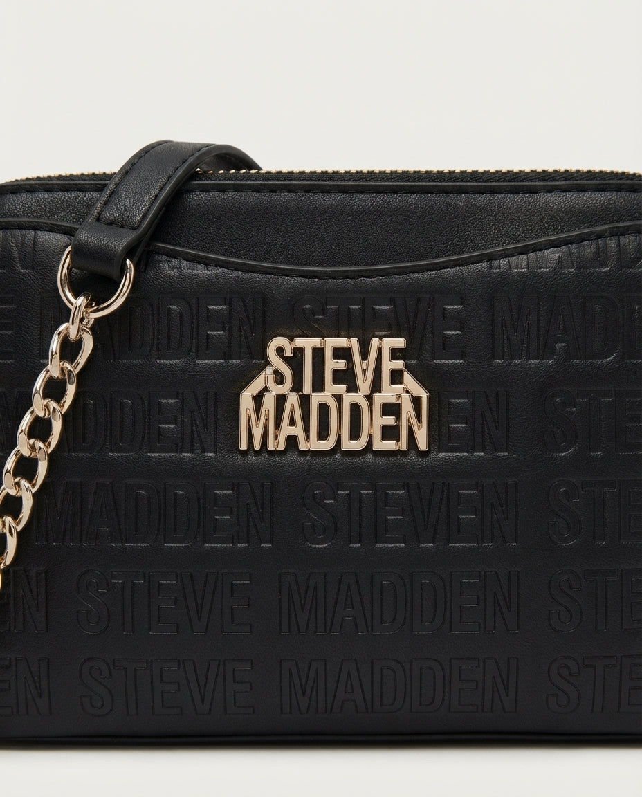 Bolsa Crossbody Steve Madden Negra con Monograma
