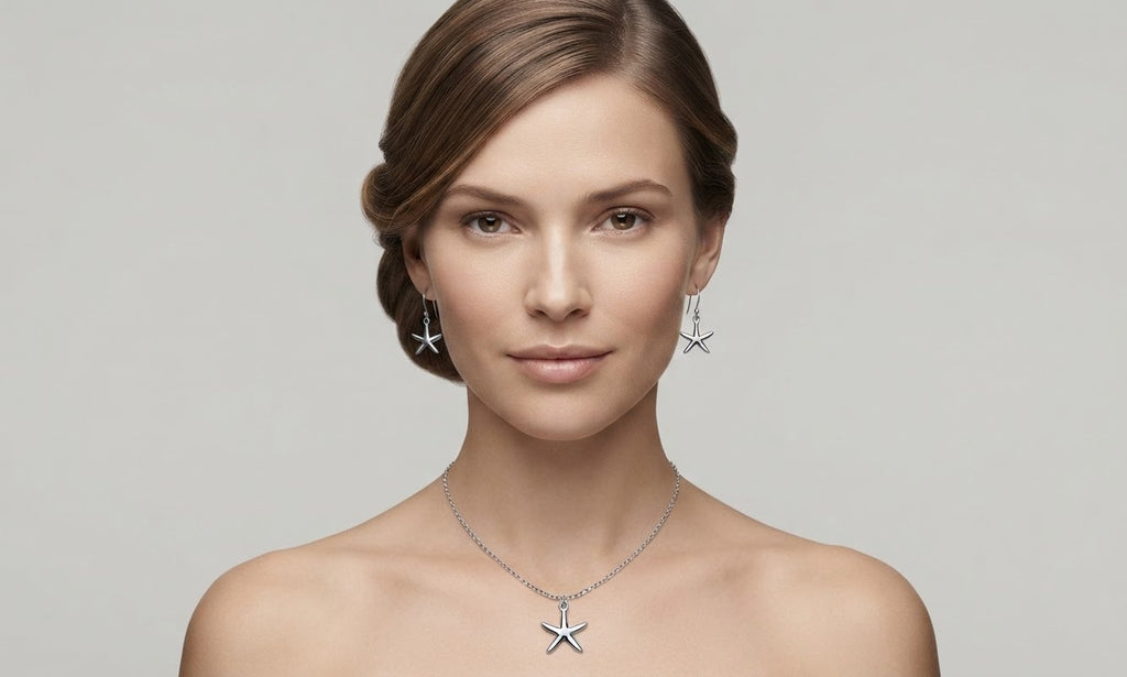 Nine West Set Collar y Aretes Estrella de Mar Plateado