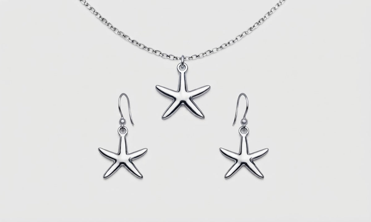 Nine West Set Collar y Aretes Estrella de Mar Plateado