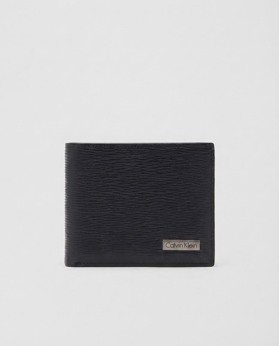 Calvin Klein Leather Wallet para Hombre Color Negro