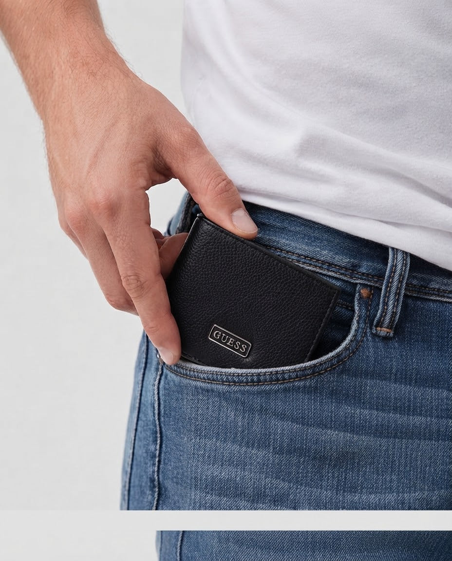 Guess Magnetic Reversible Flex Card Case para Hombre Color Negro
