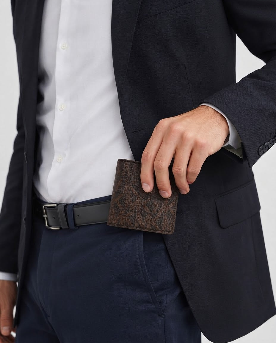 Michael Kors Slim Billfold Wallet para Hombre Color Café