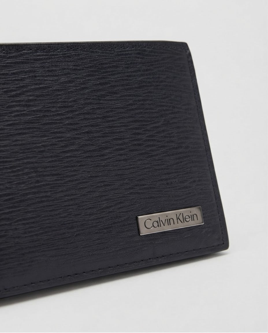 Calvin Klein Leather Wallet para Hombre Color Negro