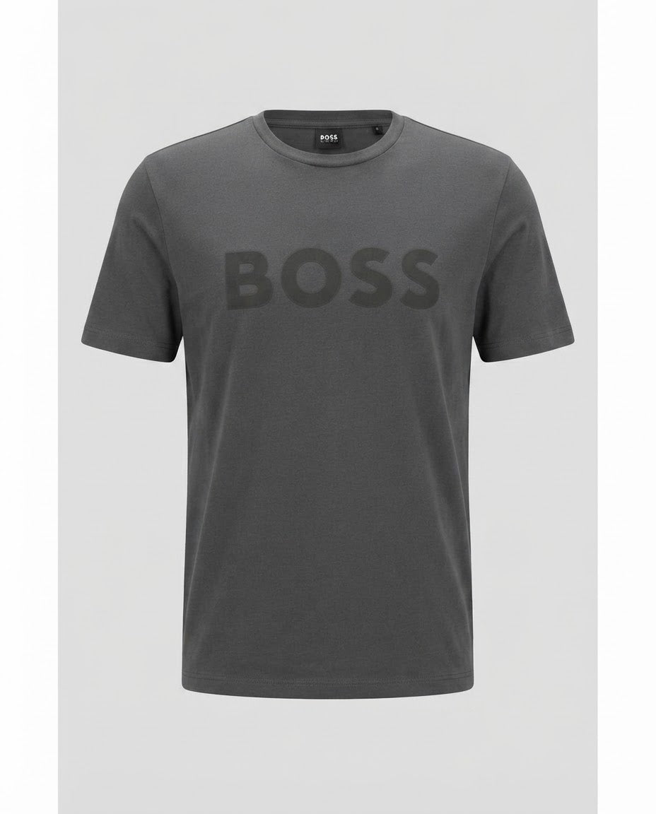BOSS Playera Gris Oscuro Logo Tonal
