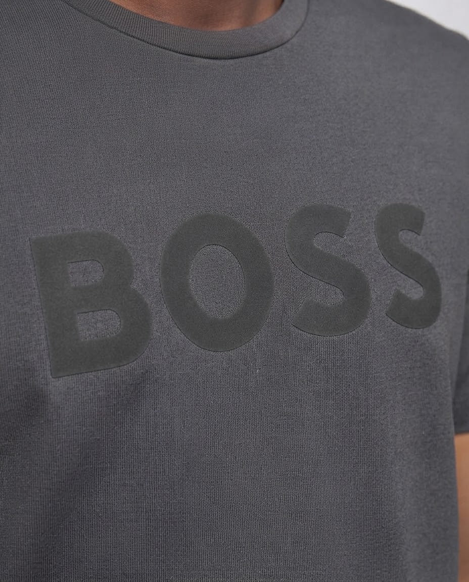 BOSS Playera Gris Oscuro Logo Tonal