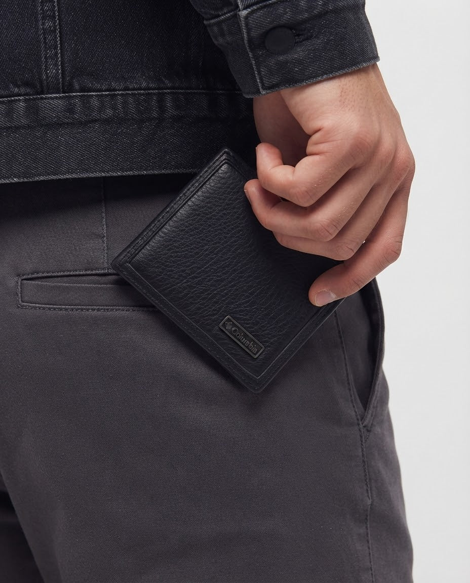 Columbia Cartera Bifold para Hombre Color Negro
