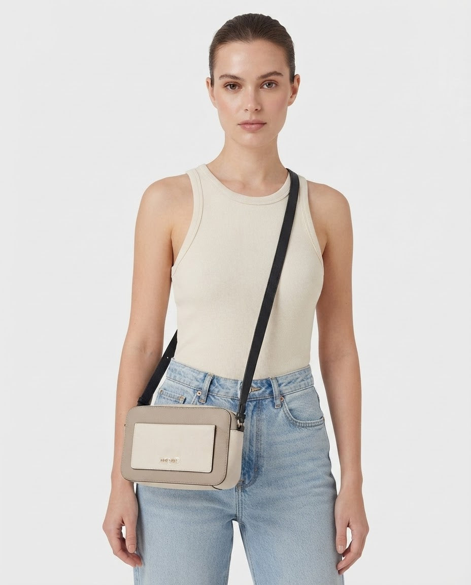 Bolsa Crossbody Nine West Bicolor Beige y Crema