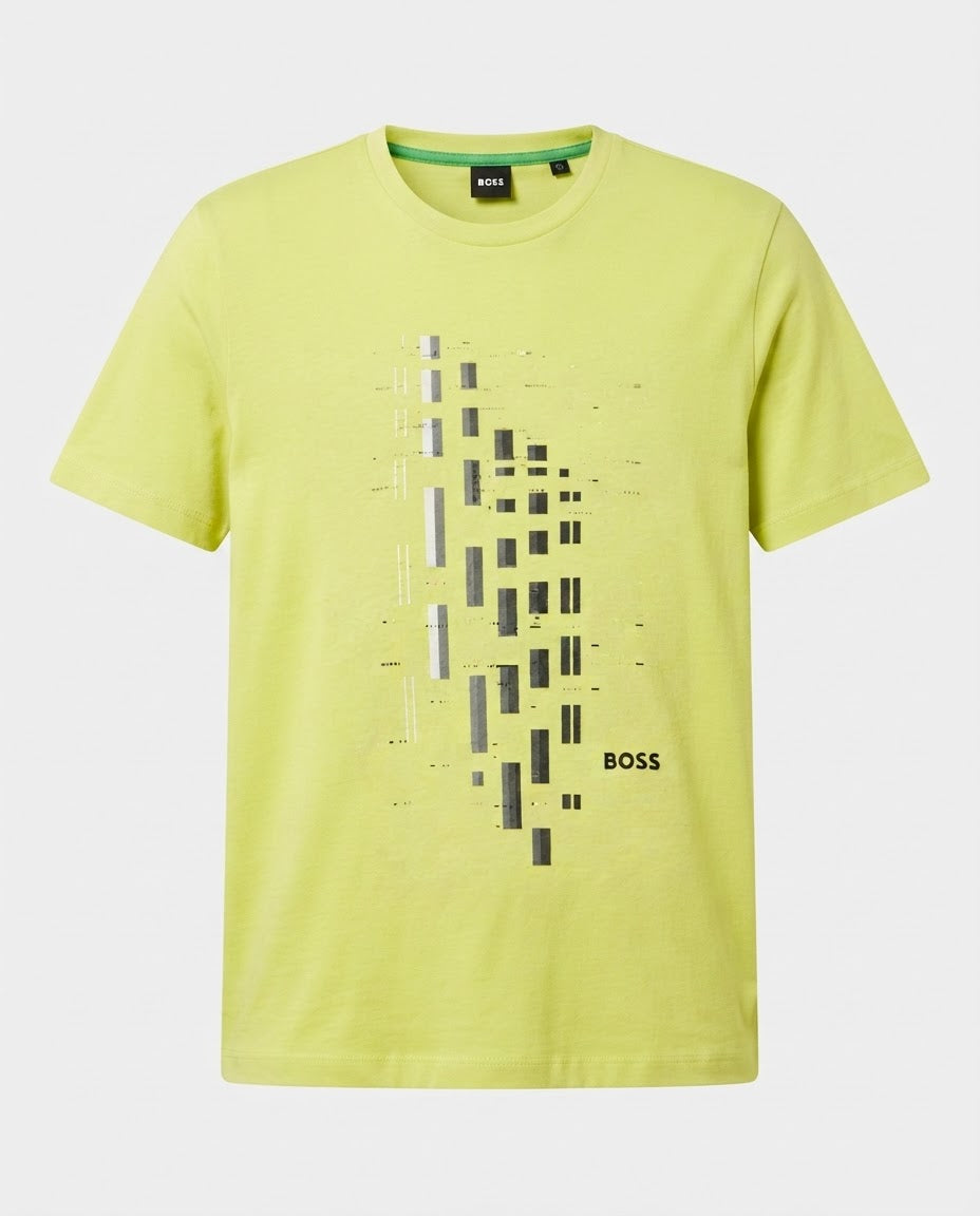BOSS Playera Amarillo Neón Gráfico Abstracto