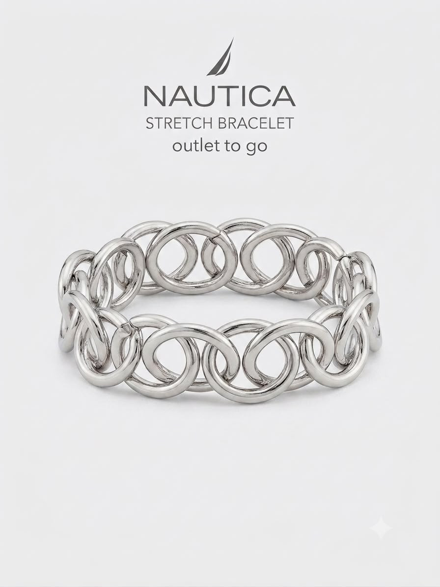Nautica Pulsera Stretch Eslabones Plateada