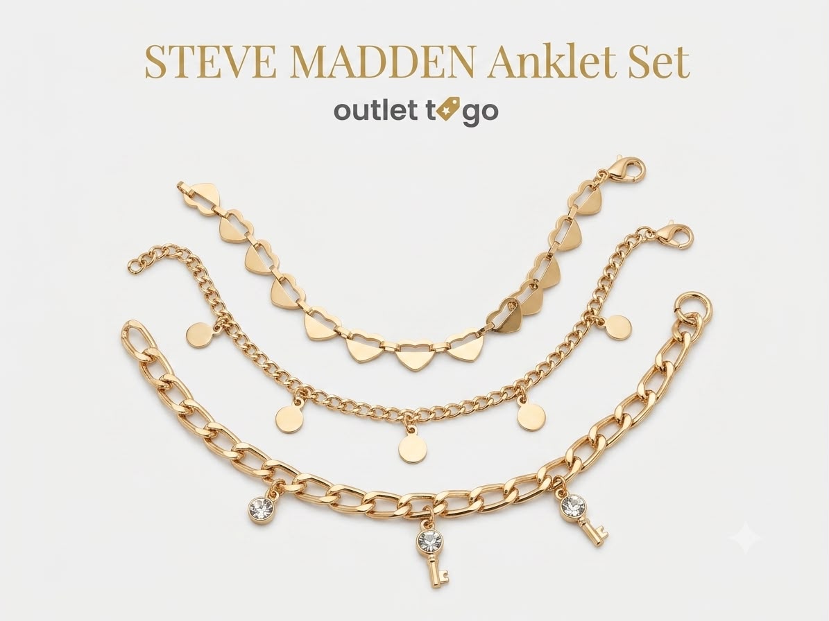 Steve Madden Anklet Set Dorado 3 Piezas