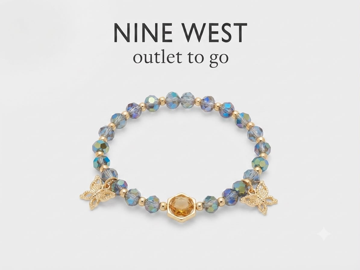 Nine West Pulsera de Cristales con Mariposas Azul