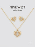 Nine West Set Collar y Aretes Corazón Dorado