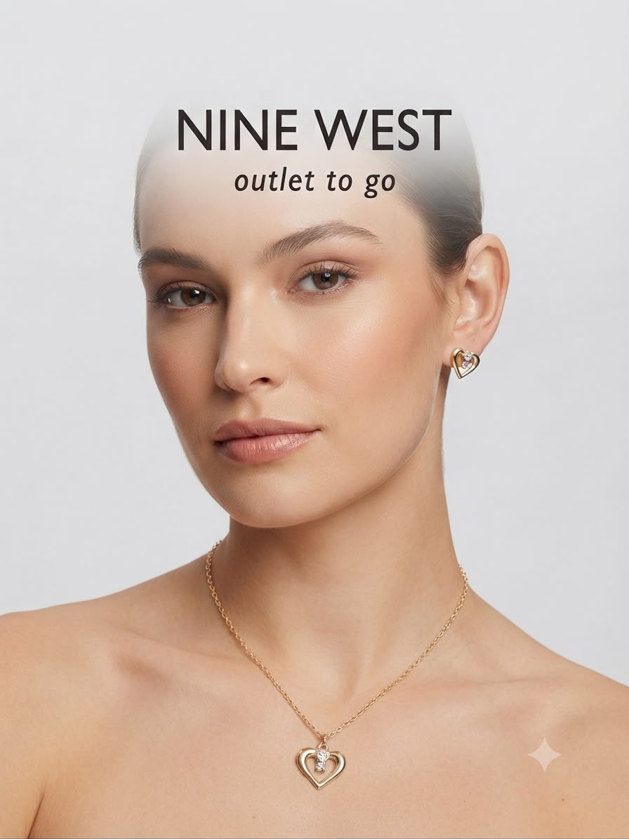 Nine West Set Collar y Aretes Corazón Dorado