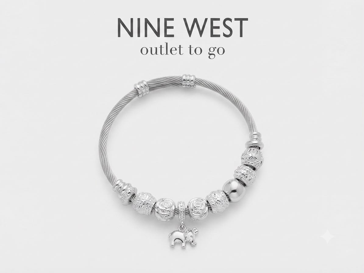 Nine West Pulsera Charms Elefante Plateada