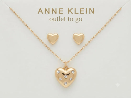 Anne Klein Set Collar y Aretes Corazón Dorado