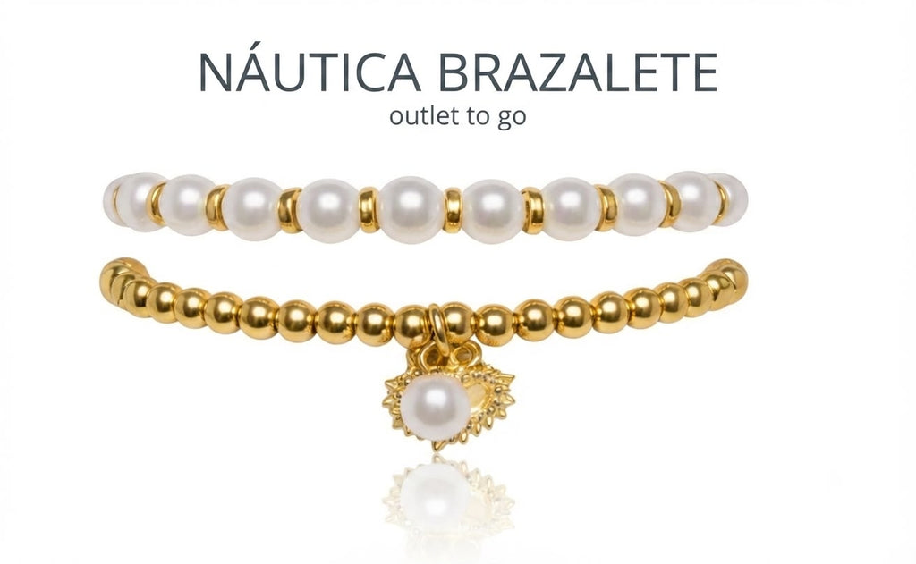 Nautica Set Brazaletes Perlas y Dorado 2 Piezas