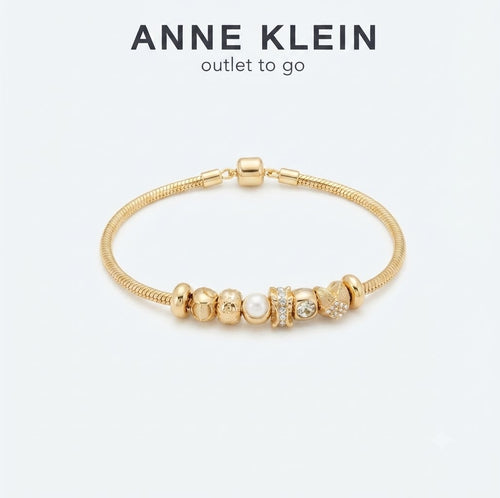 Anne Klein Pulsera Charms Dorada con Perla