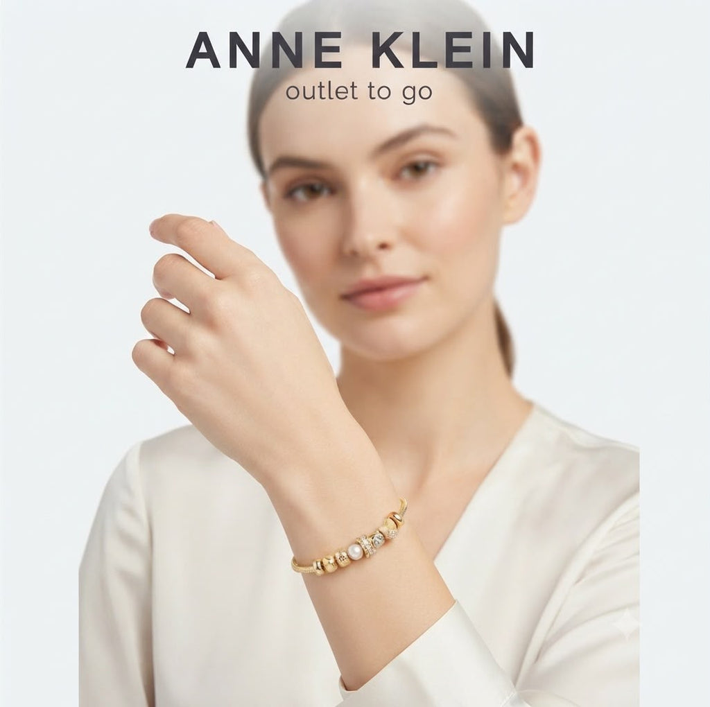 Anne Klein Pulsera Charms Dorada con Perla