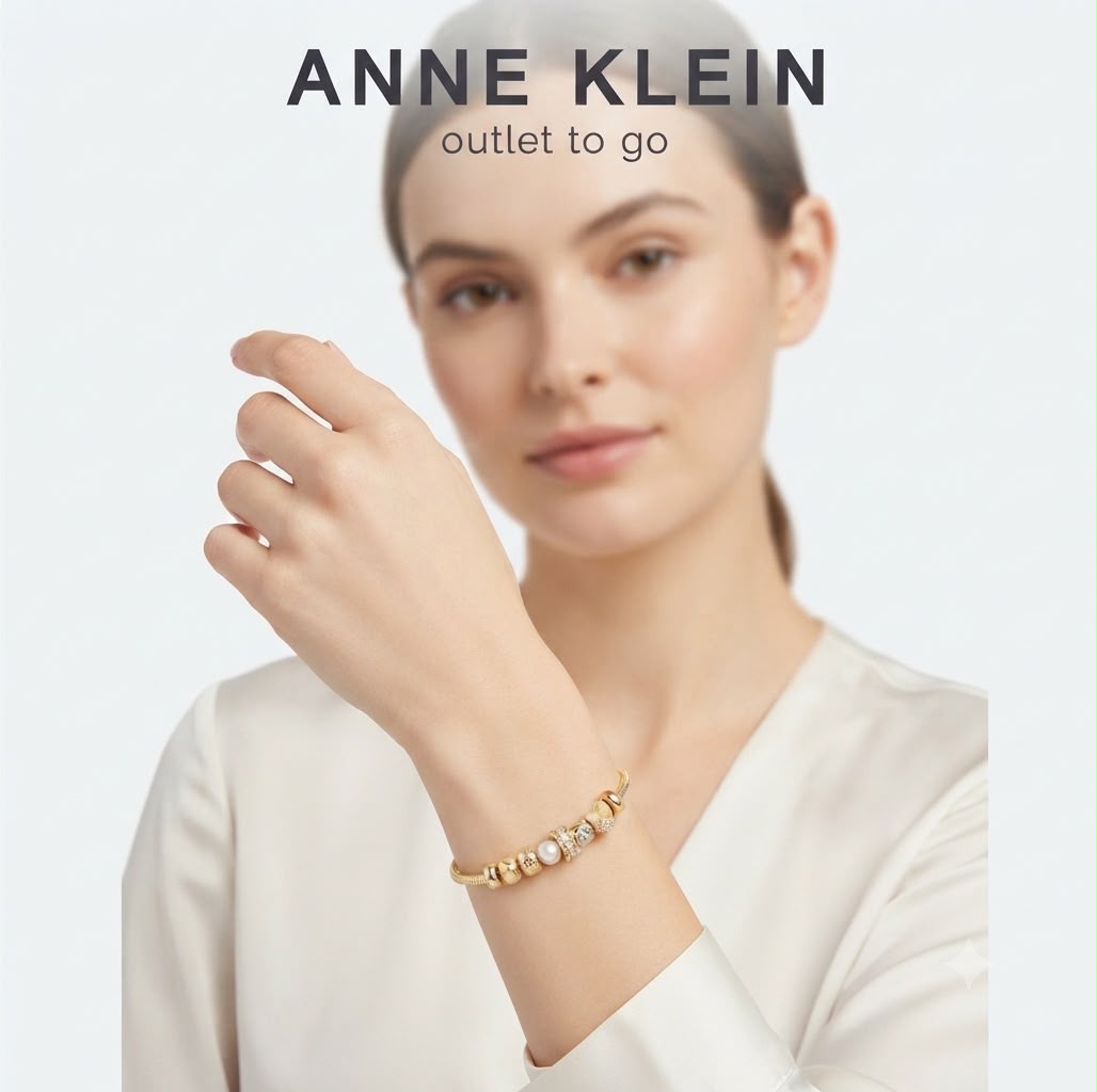 Anne Klein Pulsera Charms Dorada con Perla