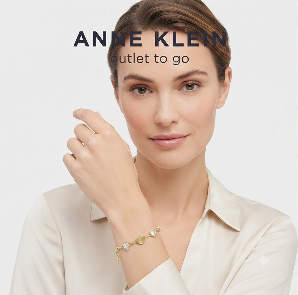 Anne Klein Pulsera Corazones y Cristales Dorada