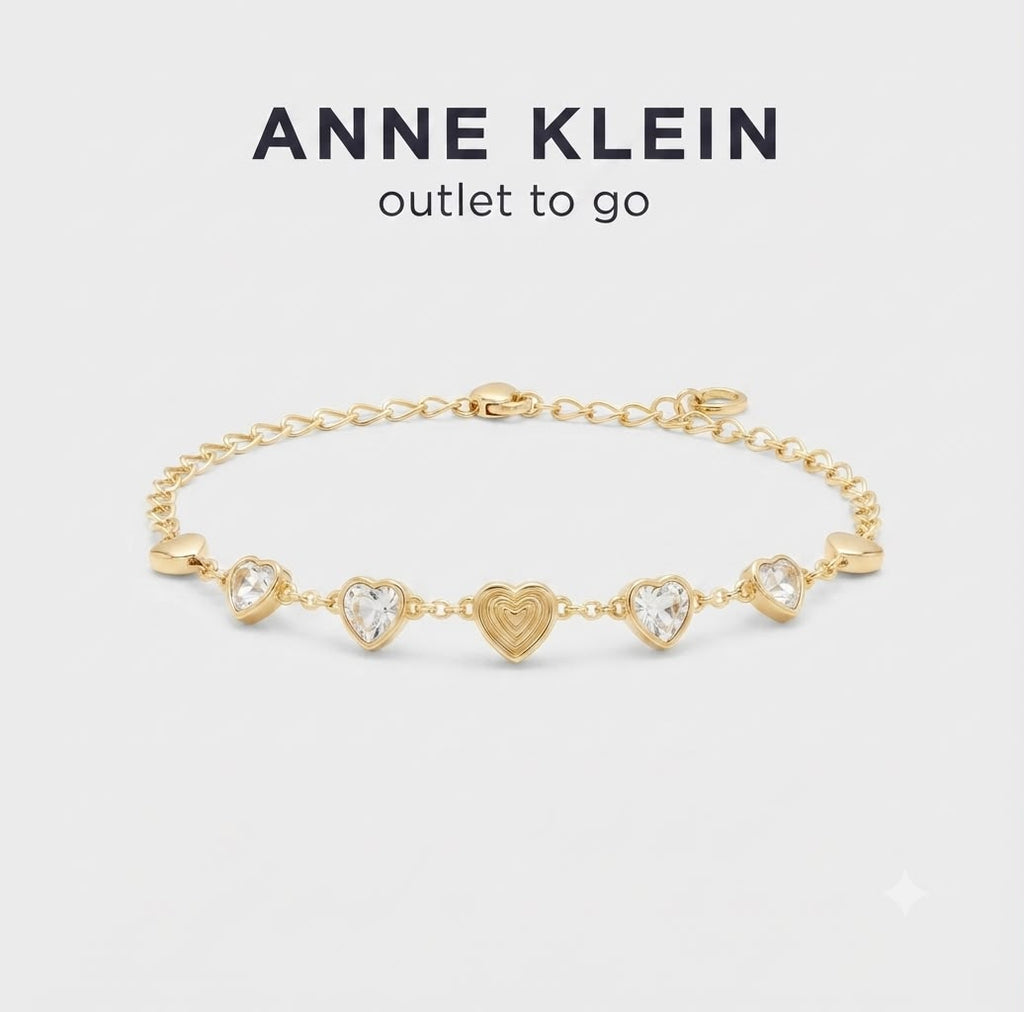 Anne Klein Pulsera Corazones y Cristales Dorada