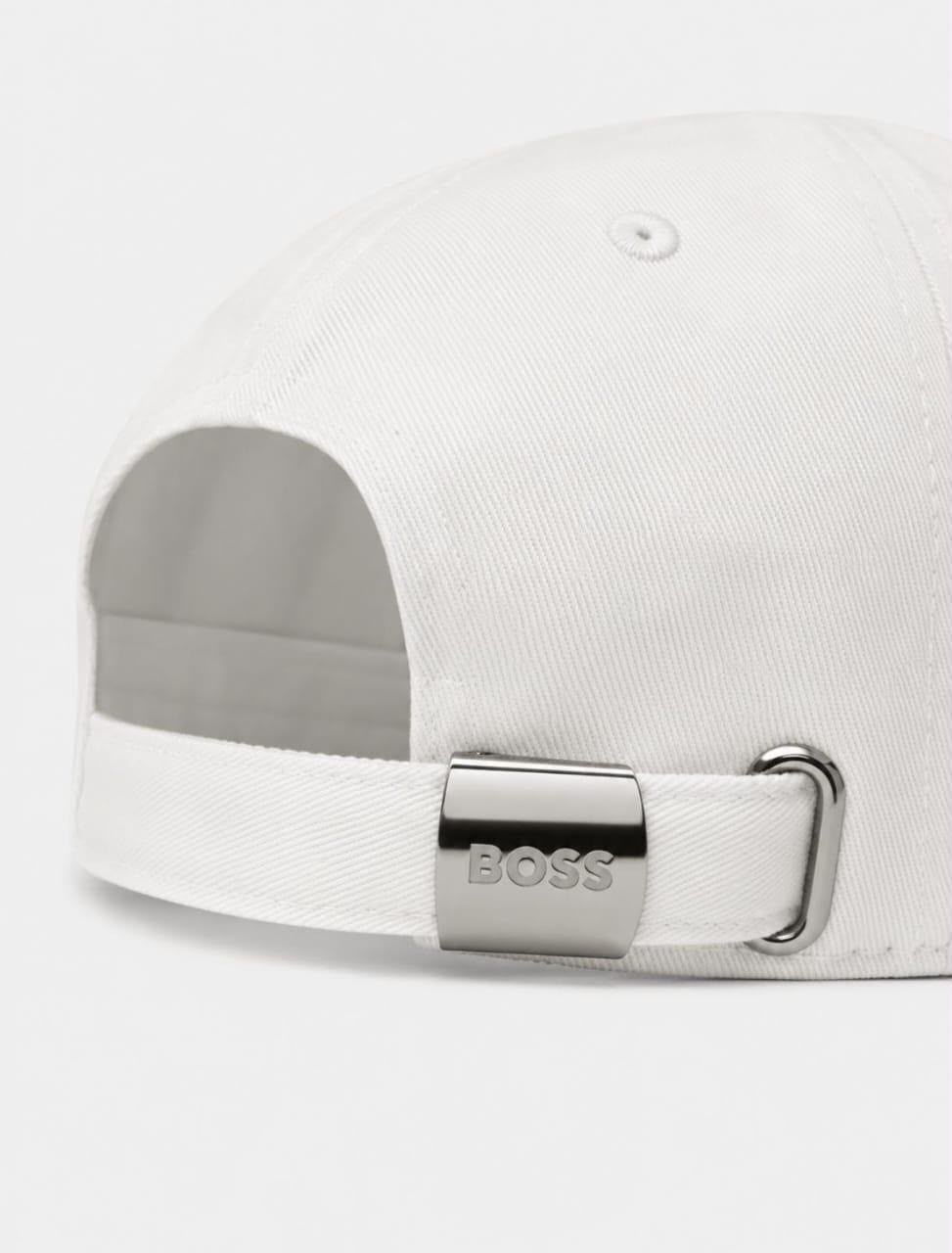 BOSS Gorra Blanca Logo Gráfico Negro