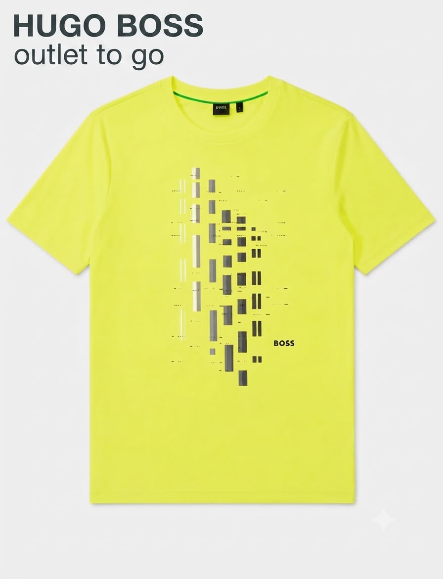 BOSS Playera Amarillo Neón Gráfico Abstracto