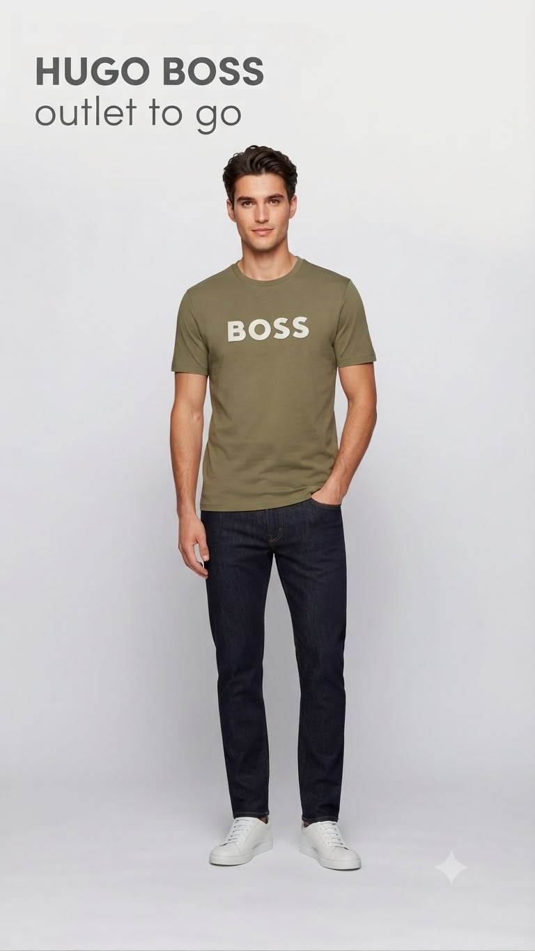 BOSS Playera Verde Olivo Logo Frontal