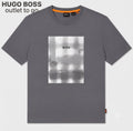 BOSS Playera Gris Gráfico Cuadro Frontal