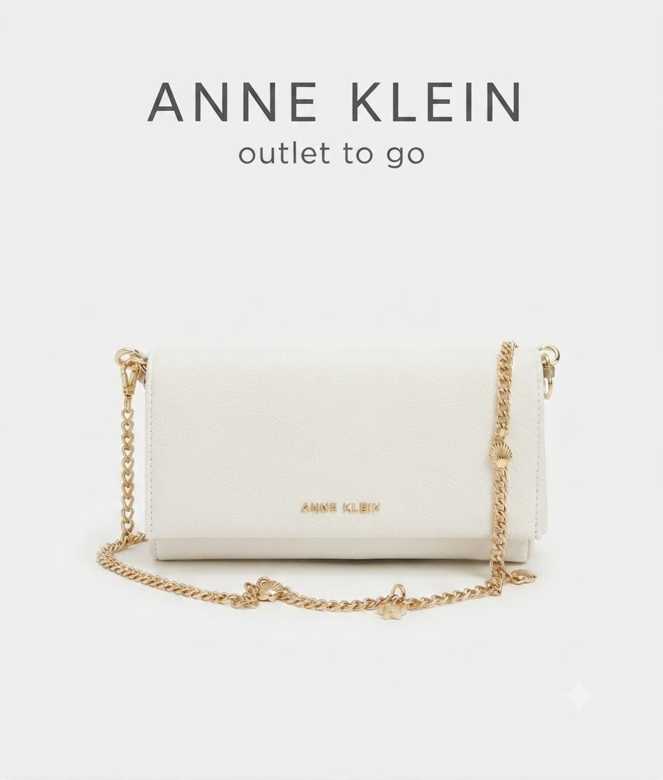 Anne Klein Bolsa Clutch Blanca con Cadena Dorada