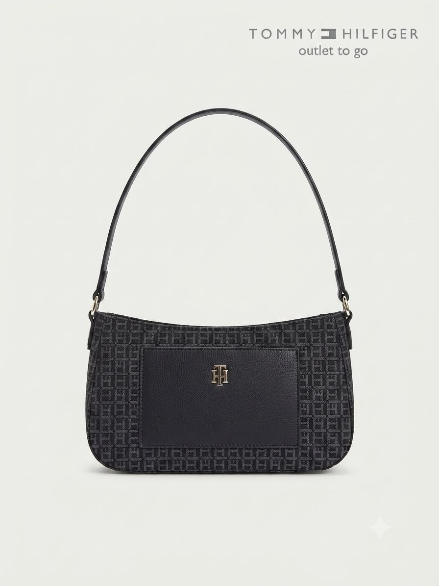 Bolsa de Hombro Tommy Hilfiger Monograma Negra