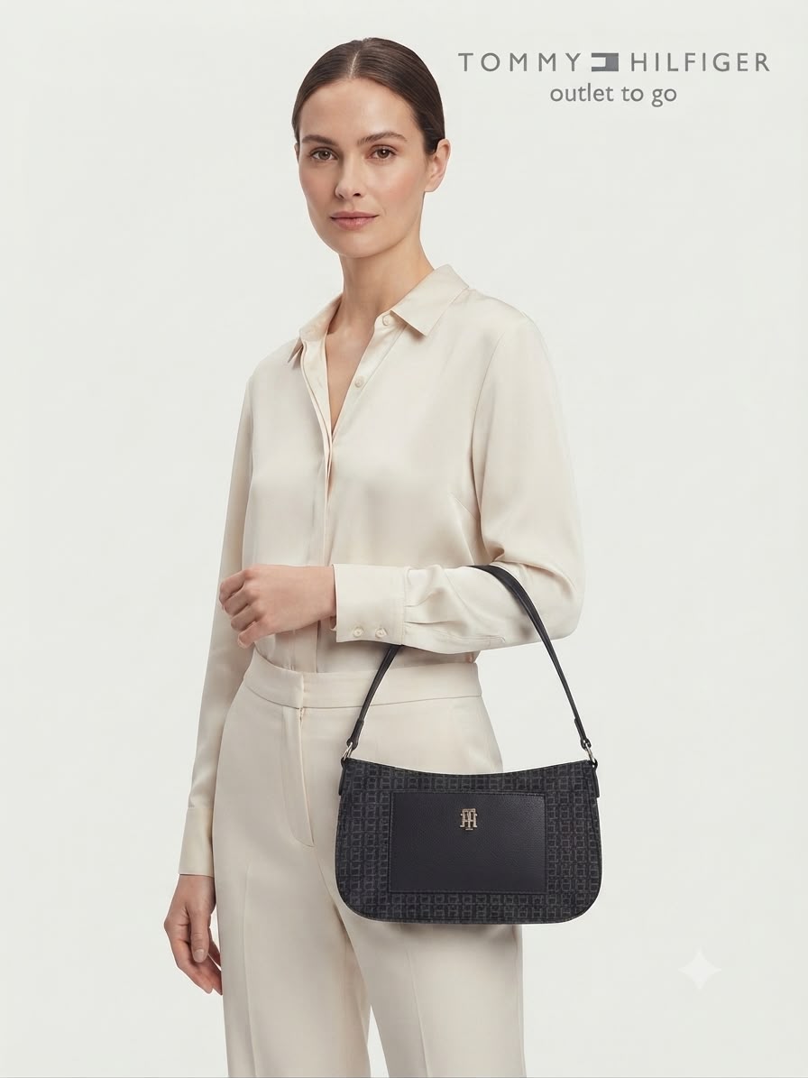 Bolsa de Hombro Tommy Hilfiger Monograma Negra