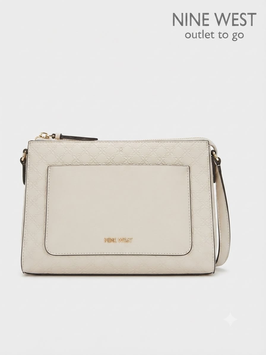 Bolsa Crossbody Nine West Crema con Bolsillo Frontal