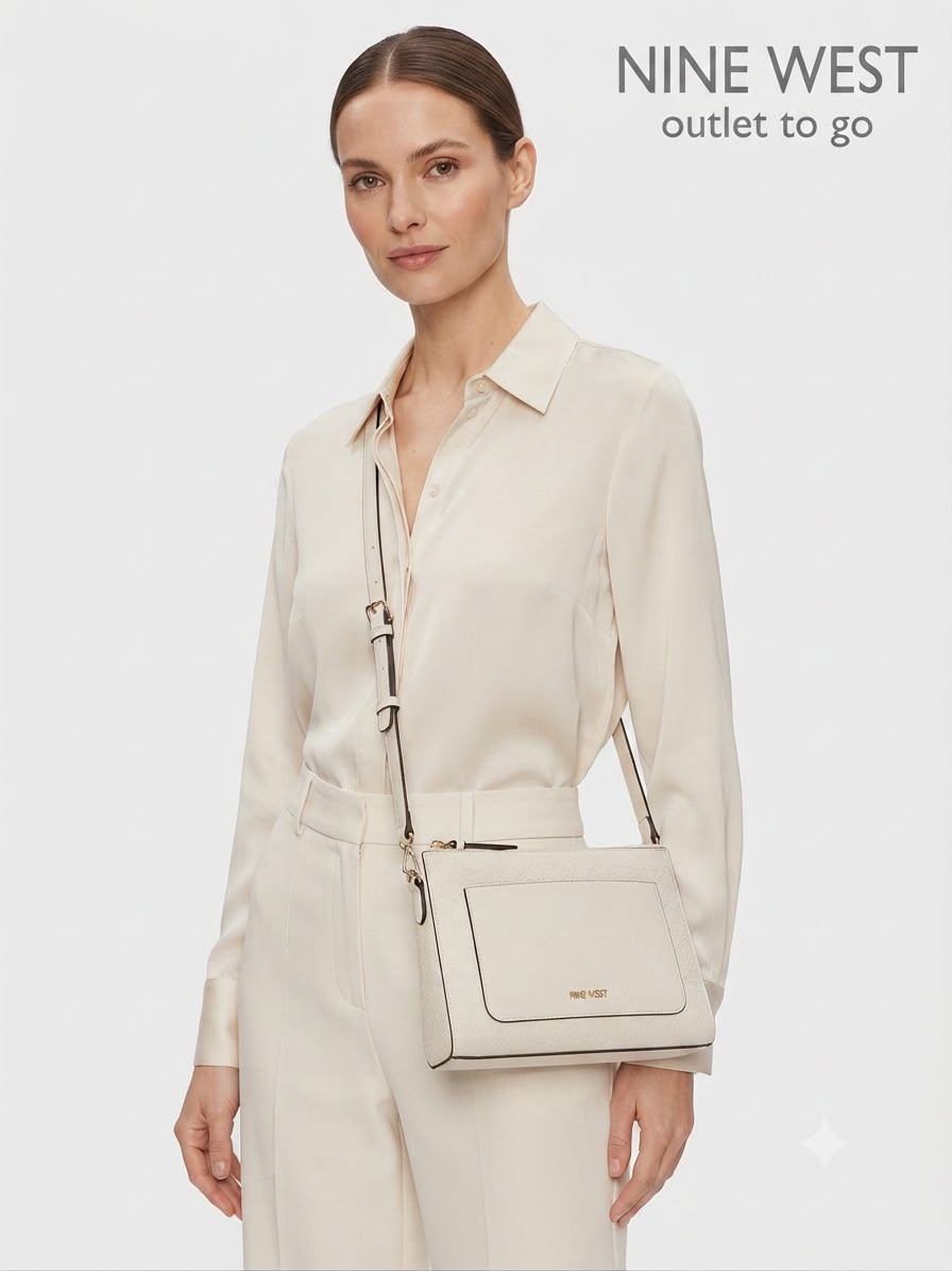 Bolsa Crossbody Nine West Crema con Bolsillo Frontal