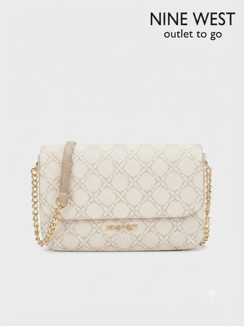 Bolsa Crossbody Nine West Monograma Crema con Cadena