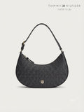 Bolsa Hobo Tommy Hilfiger Monograma Negra