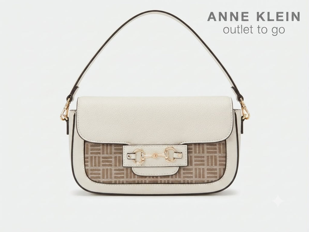 Bolsa de Hombro Anne Klein Blanca con Monograma