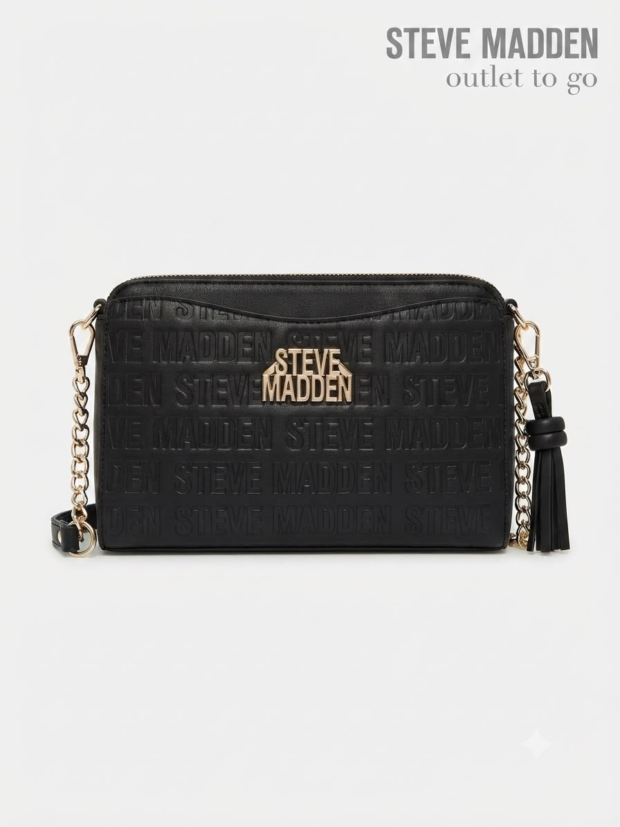 Bolsa Crossbody Steve Madden Negra con Monograma