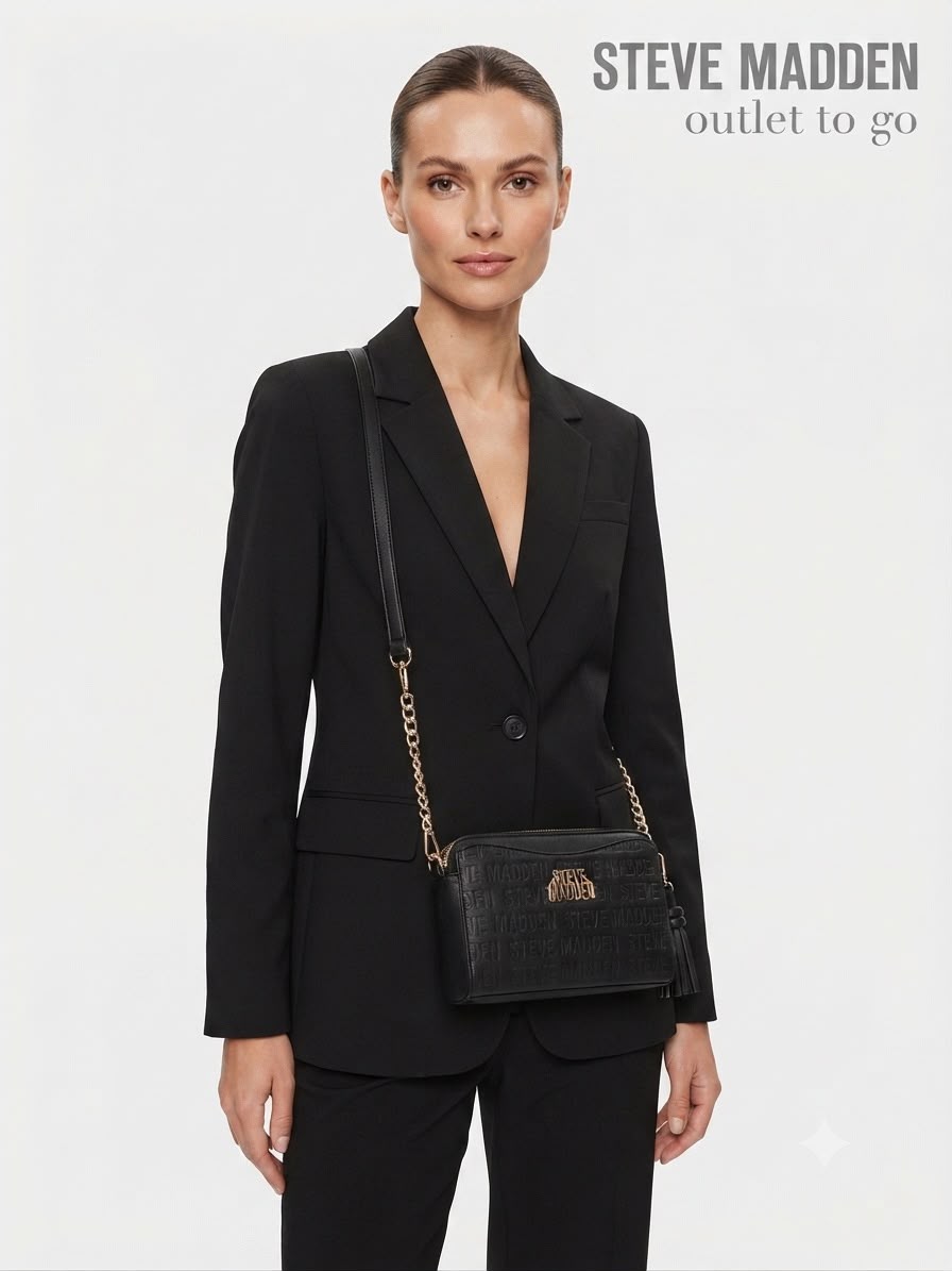 Bolsa Crossbody Steve Madden Negra con Monograma