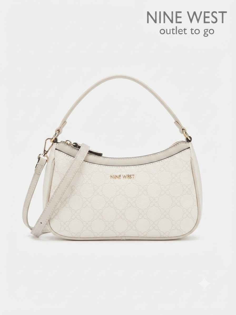 Bolsa Nine West Monograma Crema con Asa y Correa