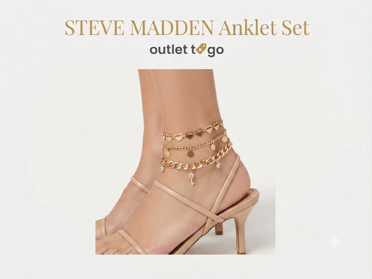 Steve Madden Anklet Set Dorado 3 Piezas