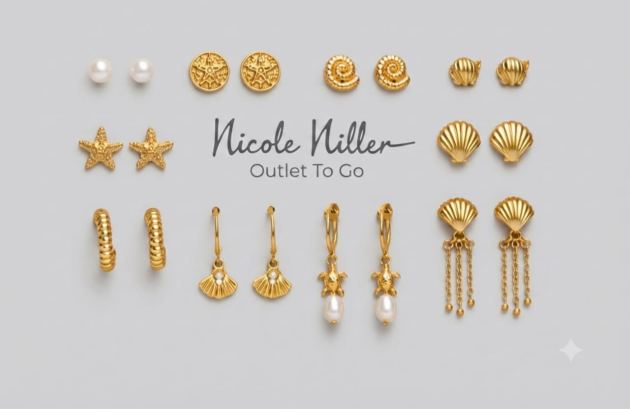 Nicole Miller Set de Aretes Marinos Dorados