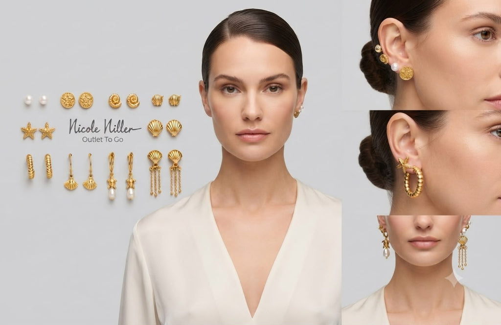 Nicole Miller Set de Aretes Marinos Dorados