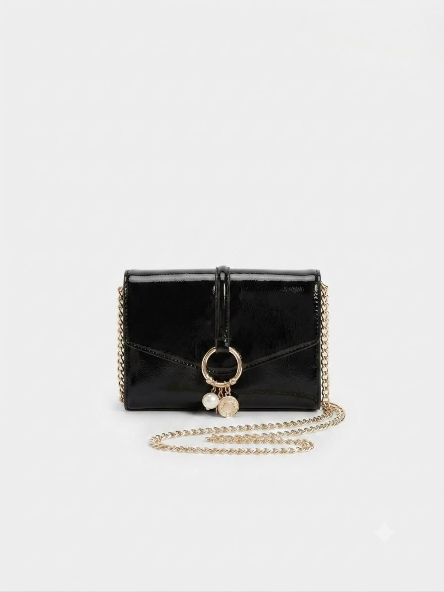 Bolsa Mini Crossbody Steve Madden Negra Charol