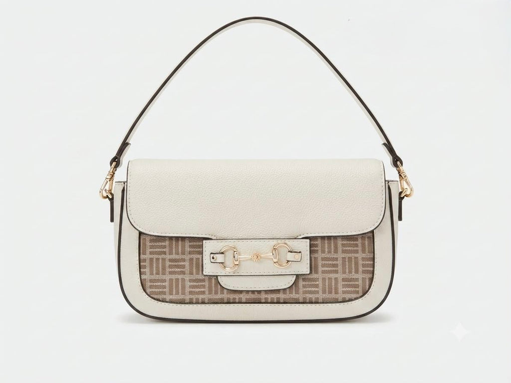 Bolsa de Hombro Anne Klein Blanca con Monograma