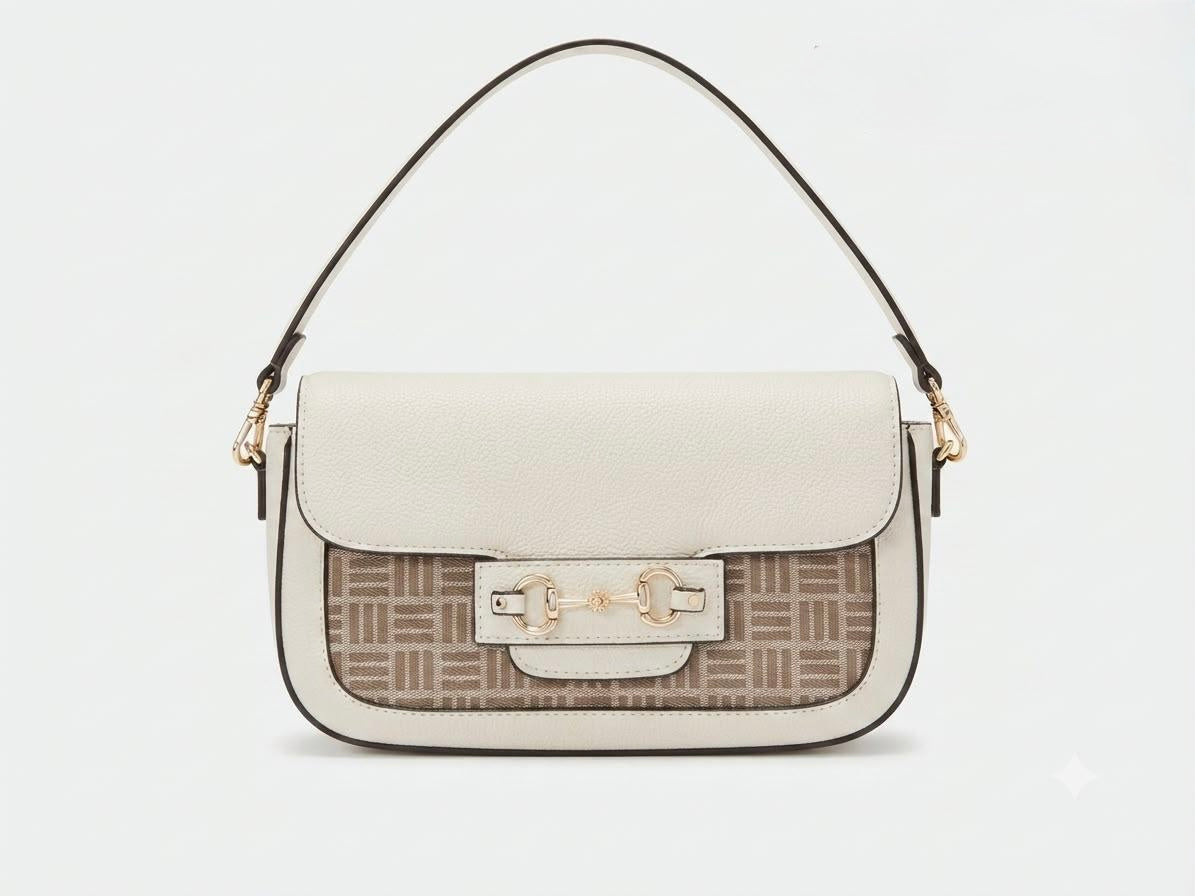 Bolsa de Hombro Anne Klein Blanca con Monograma