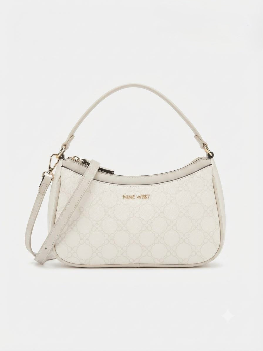 Bolsa Nine West Monograma Crema con Asa y Correa
