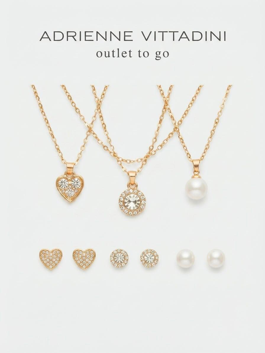 Set de 3 aretes y 3 collares adrienne vittadini perlas